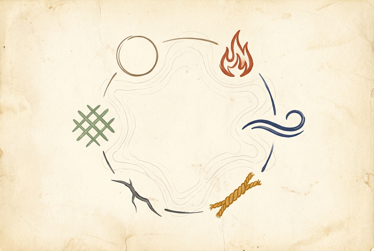 Six positions around the clearing